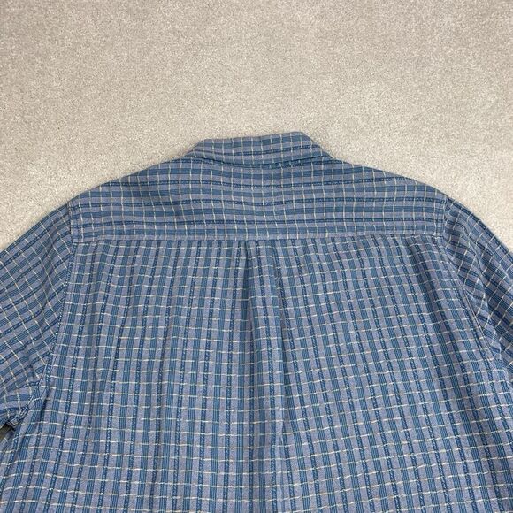 Carbon2cobalt Shirt Men Med Blue Textured Button Up Long Sleeve Cotton Plaid - Picture 7 of 13